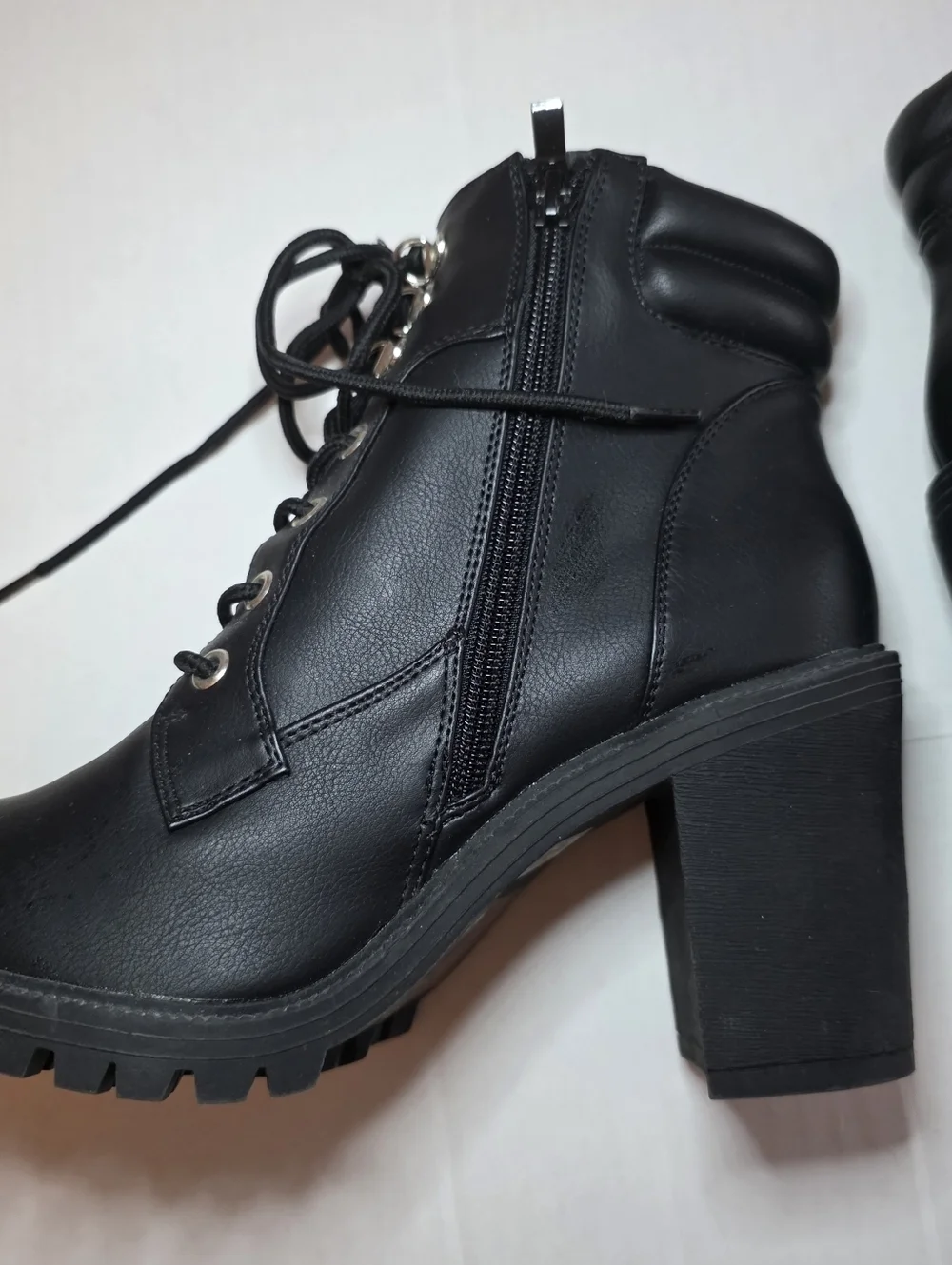 Torrid Black Faux Leather Lace-Up Hiker Boot 7.5WW